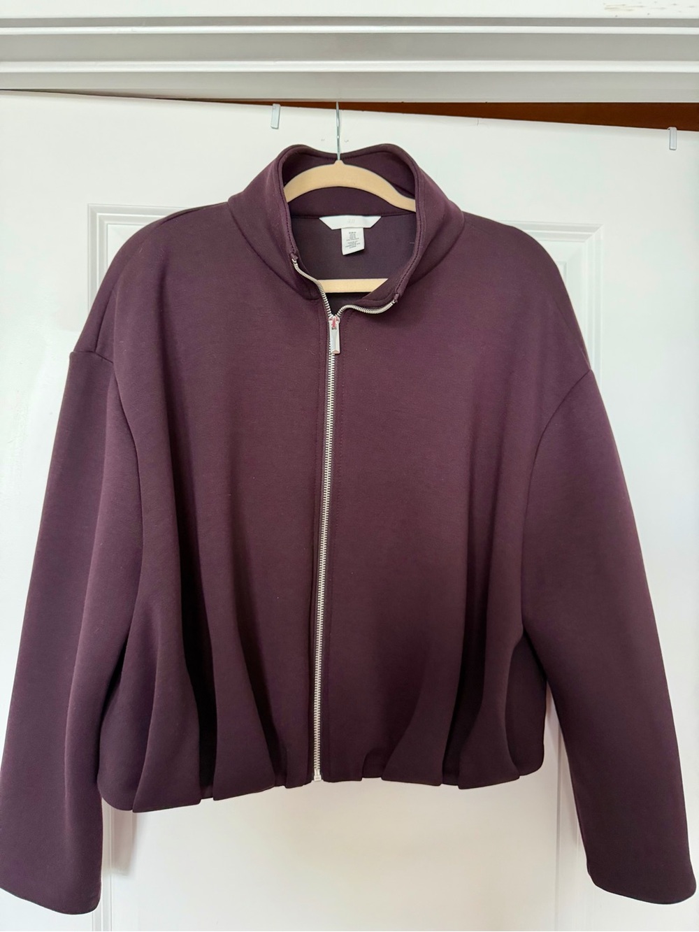 H&M Dark Plum Zip-Up Bomber Jacket